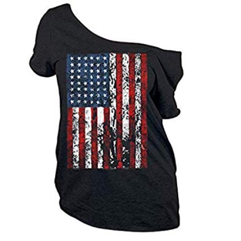 American Flag off the shoulder T-shirt